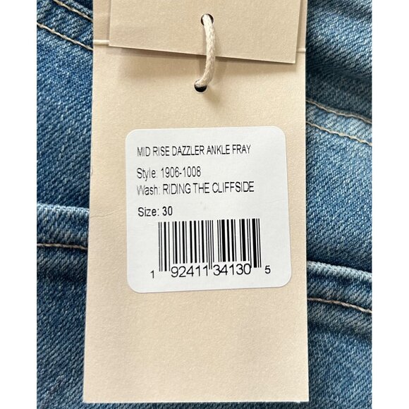Mother Mid Rise Dazzler Ankle Fray In Riding Cliffside Size 30 Straight Jeans - Picture 8 of 8